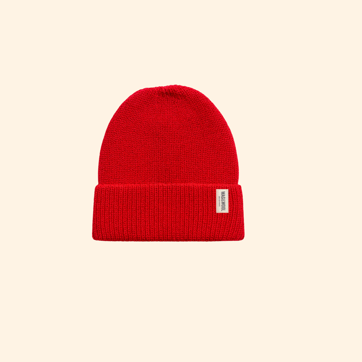 Cherry Red British Wool Beanie Hat