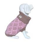 Pink Argyle Dog Jumper In Merino Lambswool