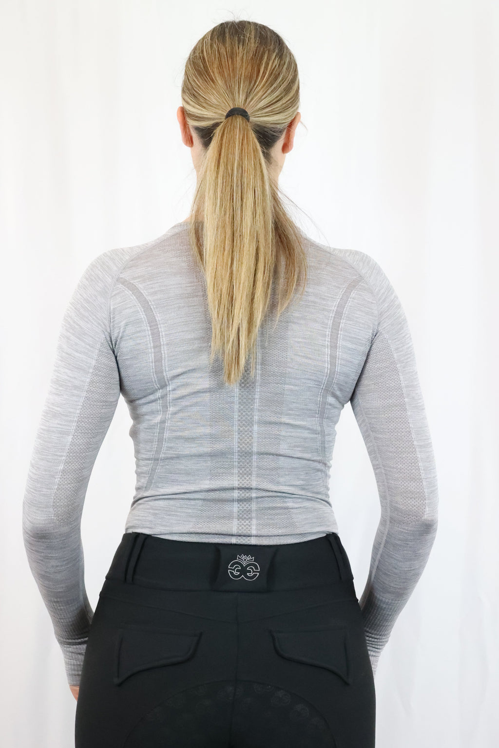 Long Sleeve Seamless Riding Top - Slate Grey