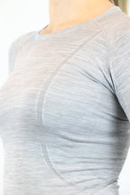 Long Sleeve Seamless Riding Top - Slate Grey