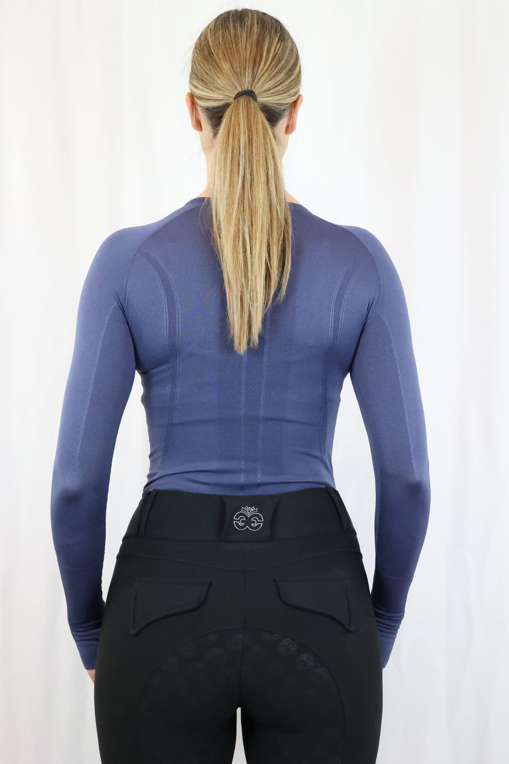 Long Sleeve Seamless Riding Top - Steel Blue