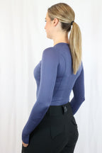 Long Sleeve Seamless Riding Top - Steel Blue