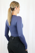 Long Sleeve Seamless Riding Top - Steel Blue