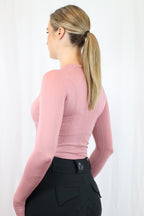 Long Sleeve Seamless Riding Top - Pink