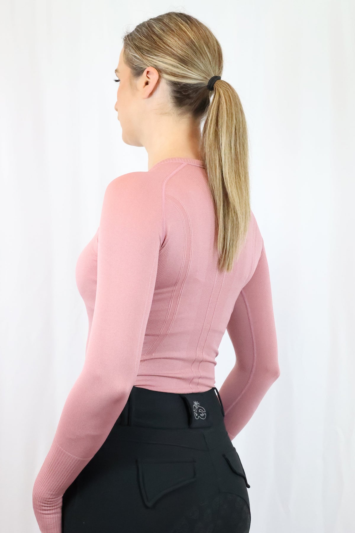 Long Sleeve Seamless Riding Top - Pink