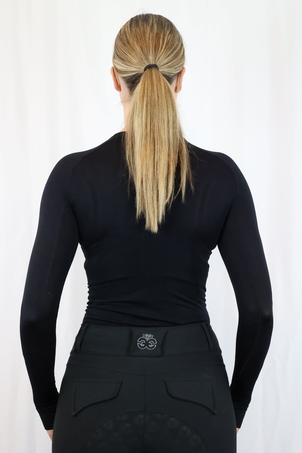 Long Sleeve Seamless Riding Top - Black