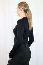 Long Sleeve Seamless Riding Top - Black