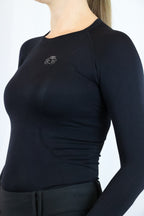 Long Sleeve Seamless Riding Top - Black