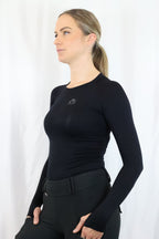 Long Sleeve Seamless Riding Top - Black