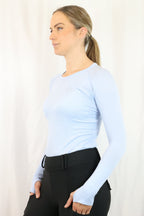 Long Sleeve Seamless Riding Top - Baby Blue