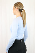 Long Sleeve Seamless Riding Top - Baby Blue