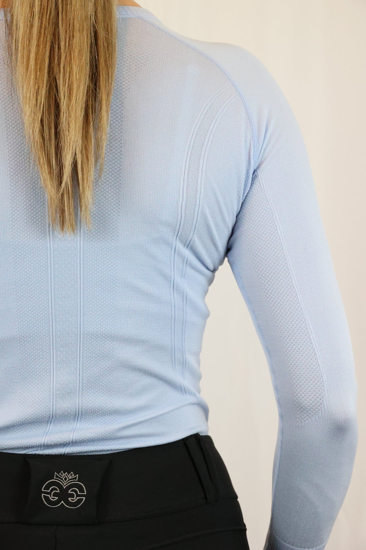 Long Sleeve Seamless Riding Top - Baby Blue