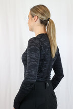 Long Sleeve Seamless Riding Top - Camo Black
