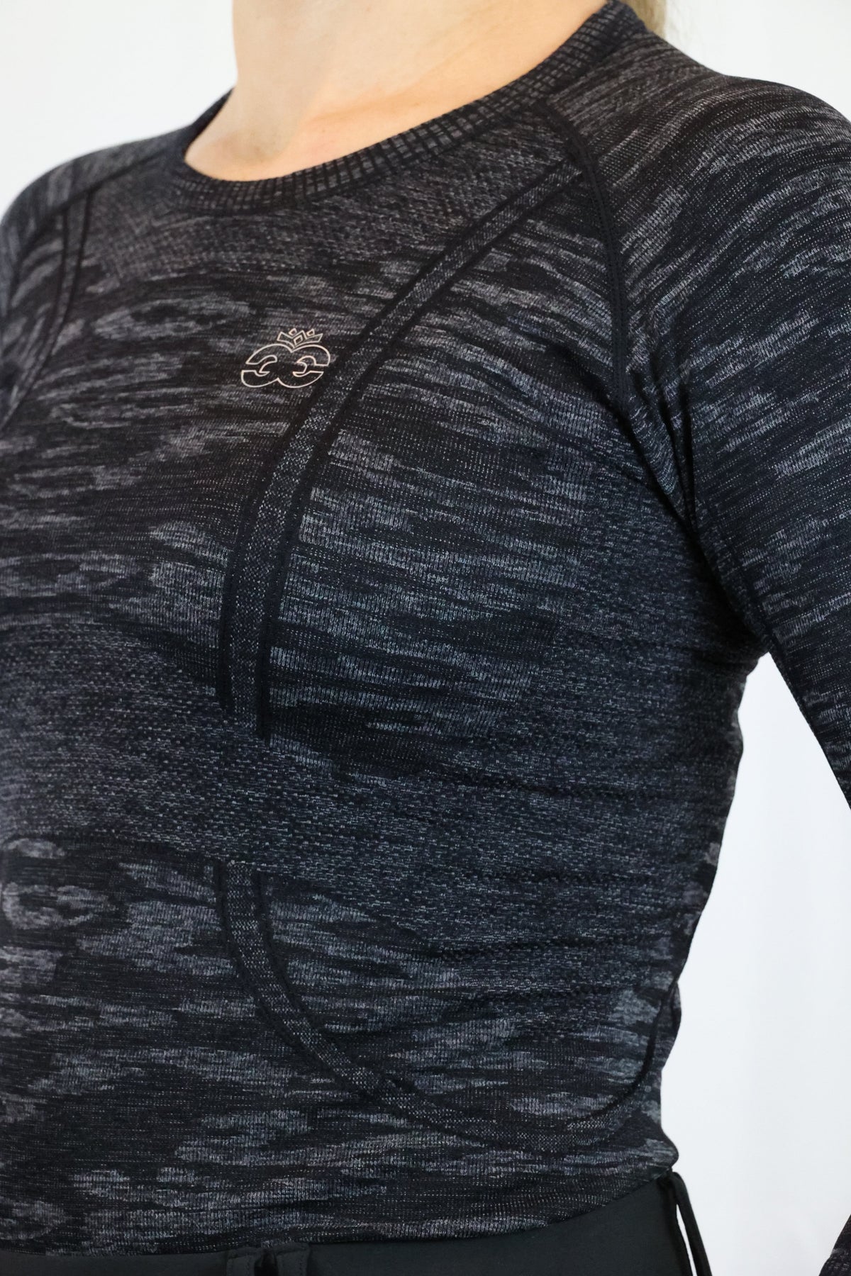 Long Sleeve Seamless Riding Top - Camo Black