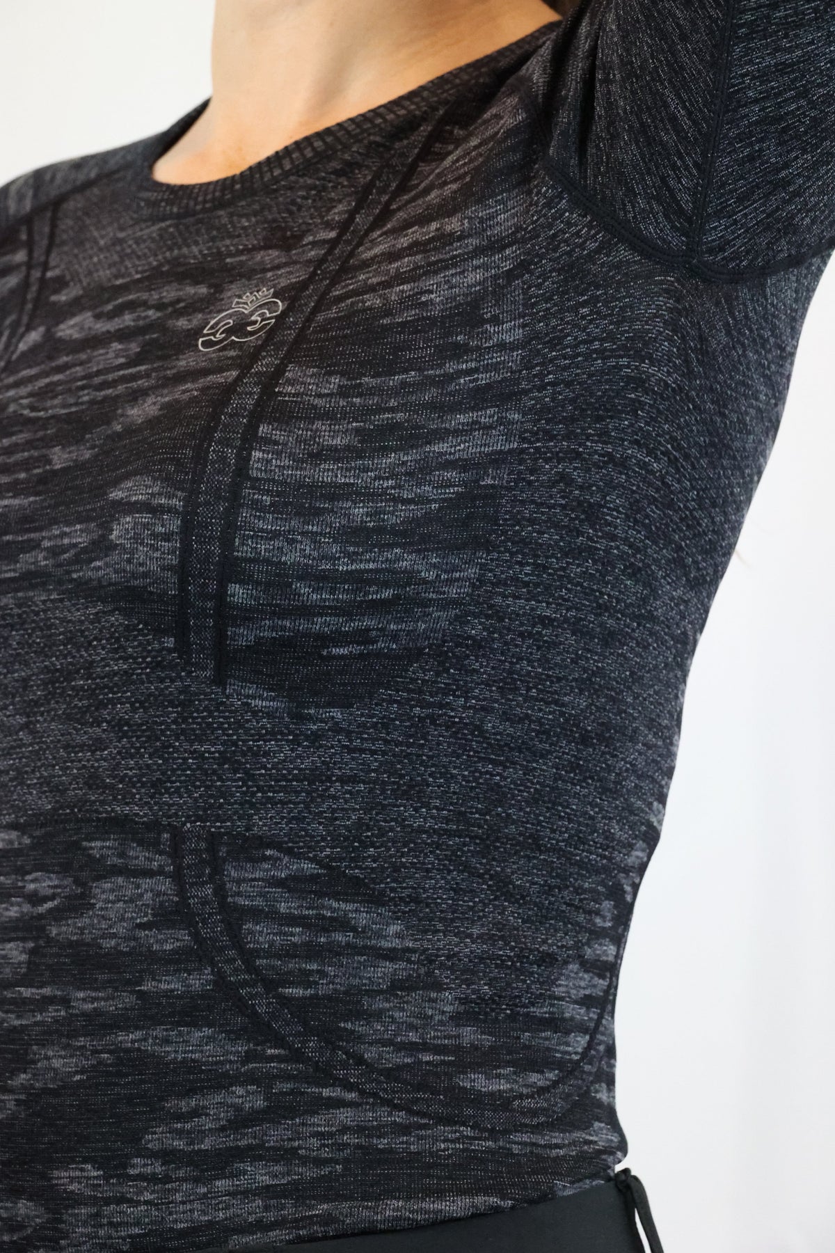 Long Sleeve Seamless Riding Top - Camo Black