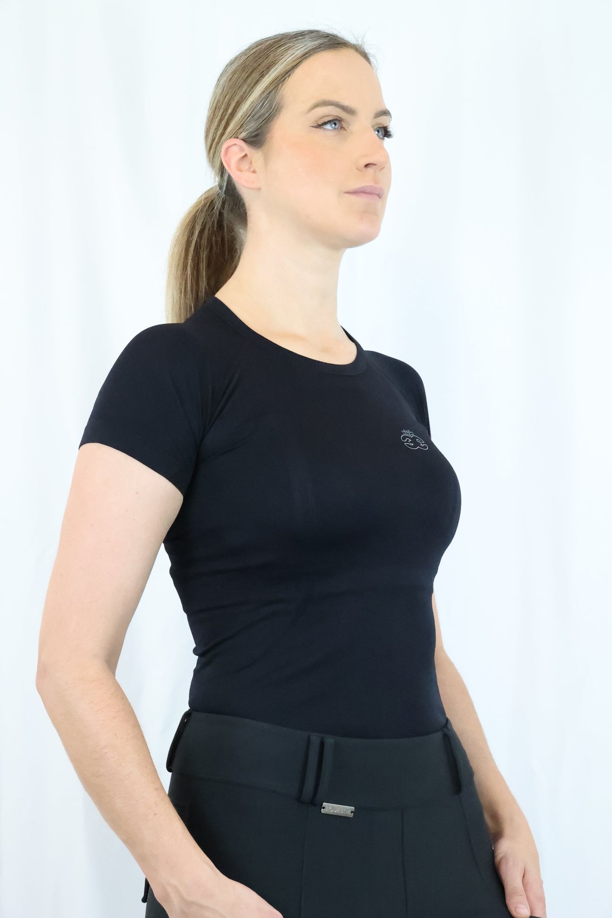 Short Sleeve Seamless Riding Top - Black
