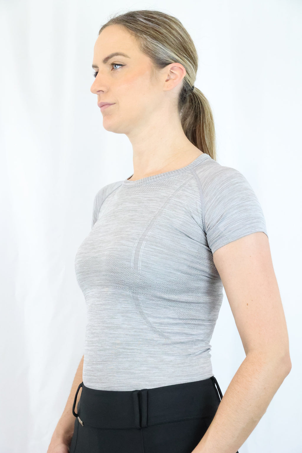 Short Sleeve Seamless Riding Top - Slate Grey