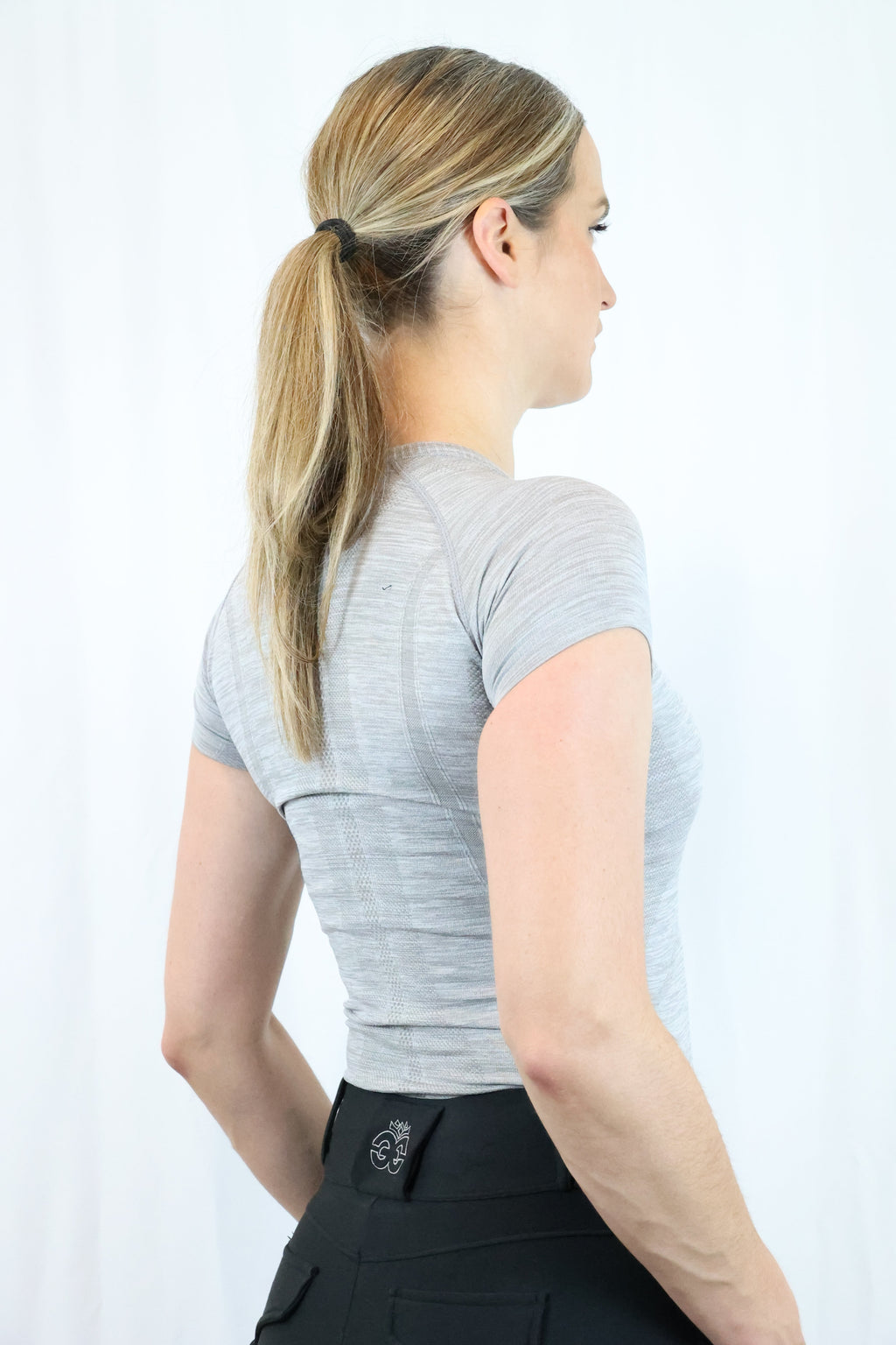 Short Sleeve Seamless Riding Top - Slate Grey