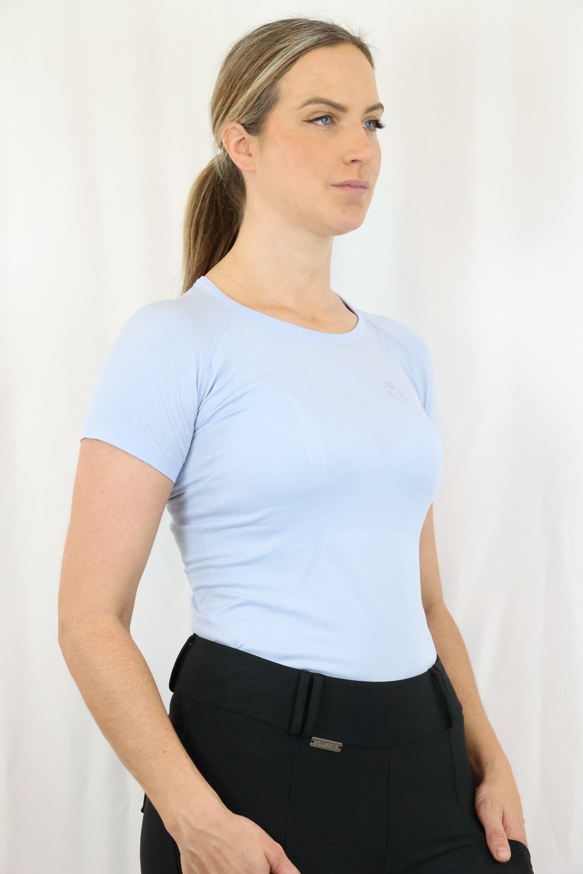 Short Sleeve Seamless Riding Top - Baby Blue
