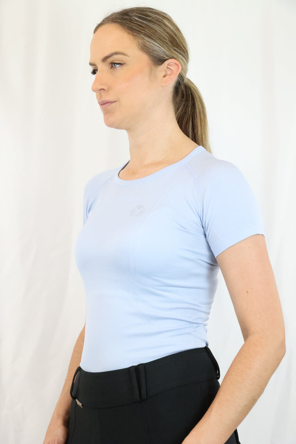 Short Sleeve Seamless Riding Top - Baby Blue
