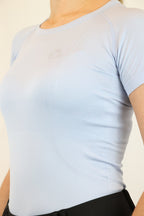 Short Sleeve Seamless Riding Top - Baby Blue