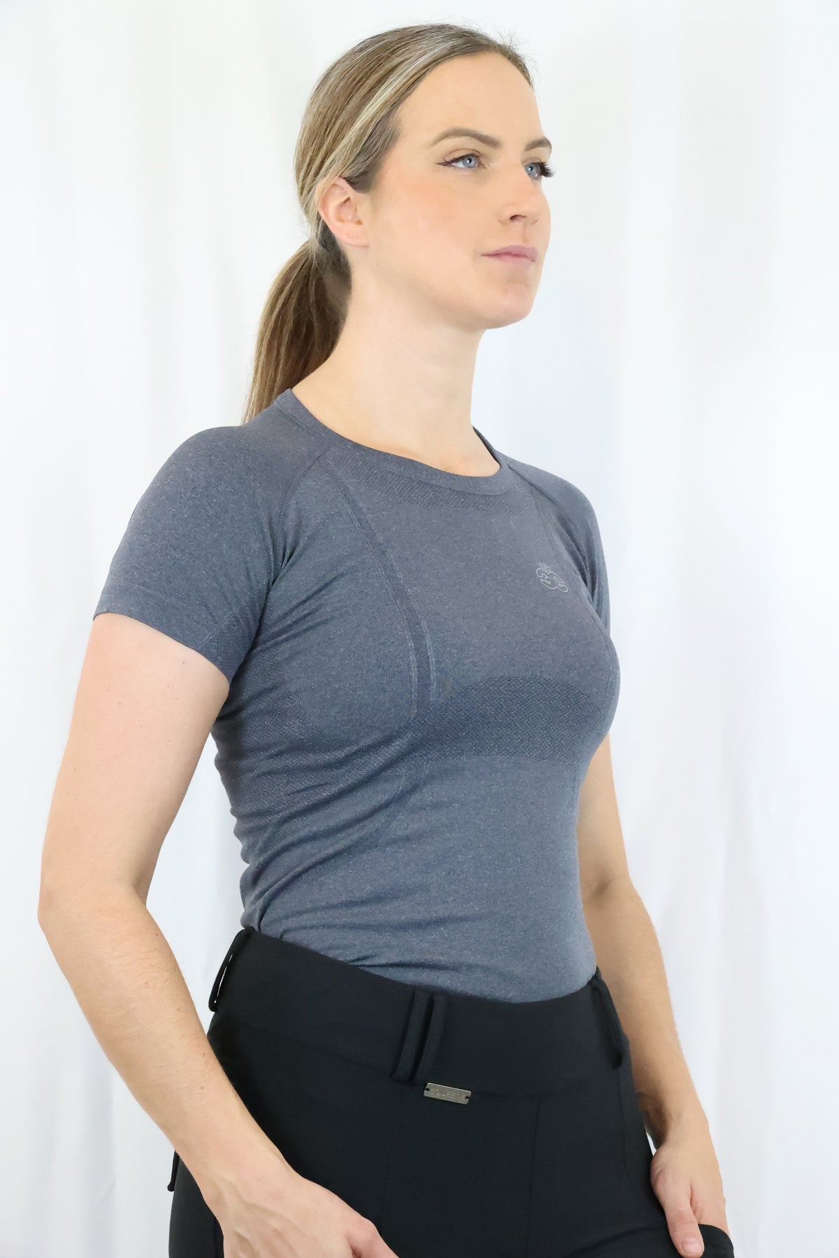 Short Sleeve Seamless Riding Top - Charcoal