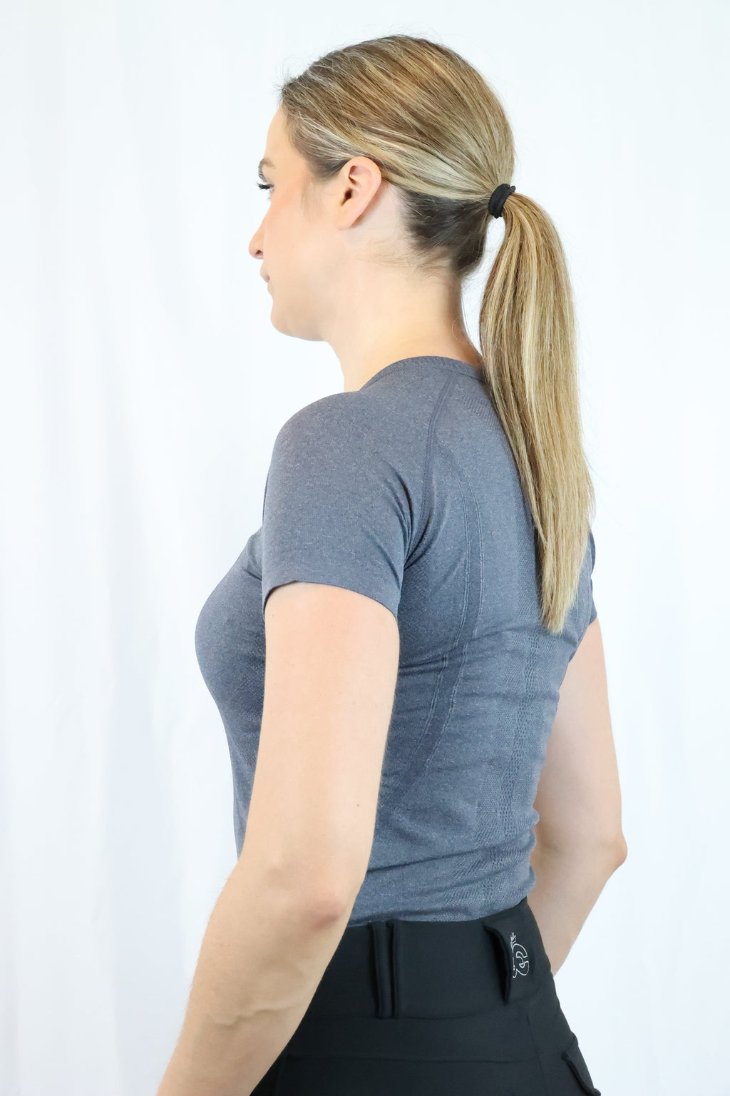 Short Sleeve Seamless Riding Top - Charcoal