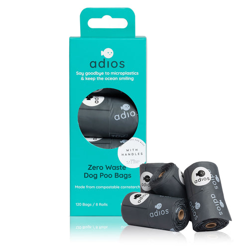 Adios Handle on a Roll Poo Bags 8 Rolls