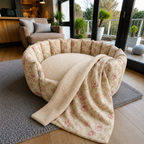 Garden Bloom | Floral Dog Blanket | Luxury Handmade Reversible Sherpa Throw | Seasonal Pet Blanket UK | Customisable