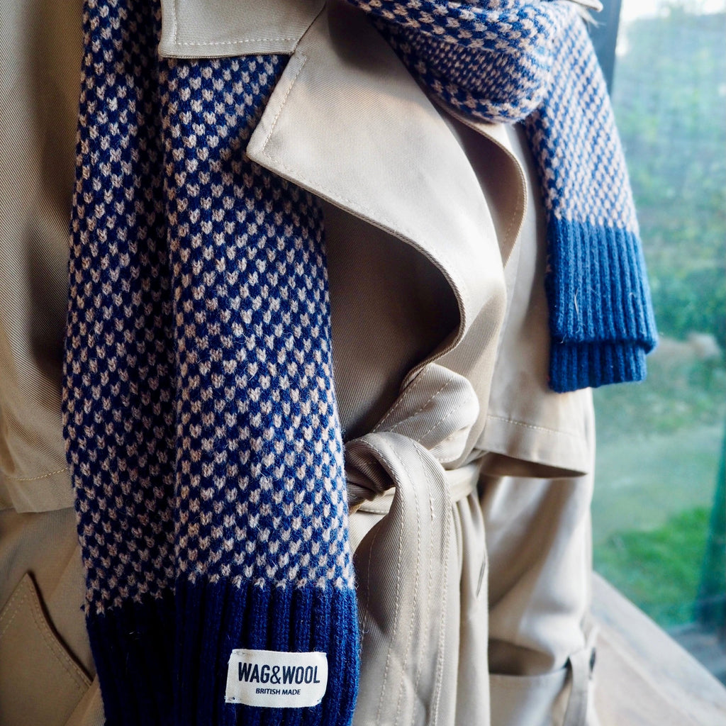 Navy Merino Lambswool Scarf | Sustainable & British Made