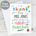 Personalised Thank You Teacher Card