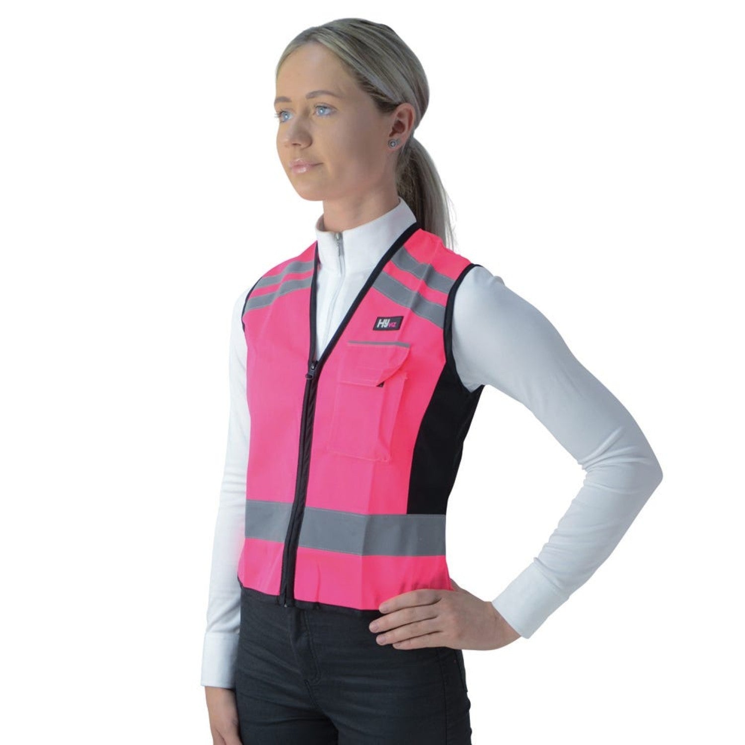 Reflector Waistcoat Pass Wide/slow By Hy Equestrian Pink