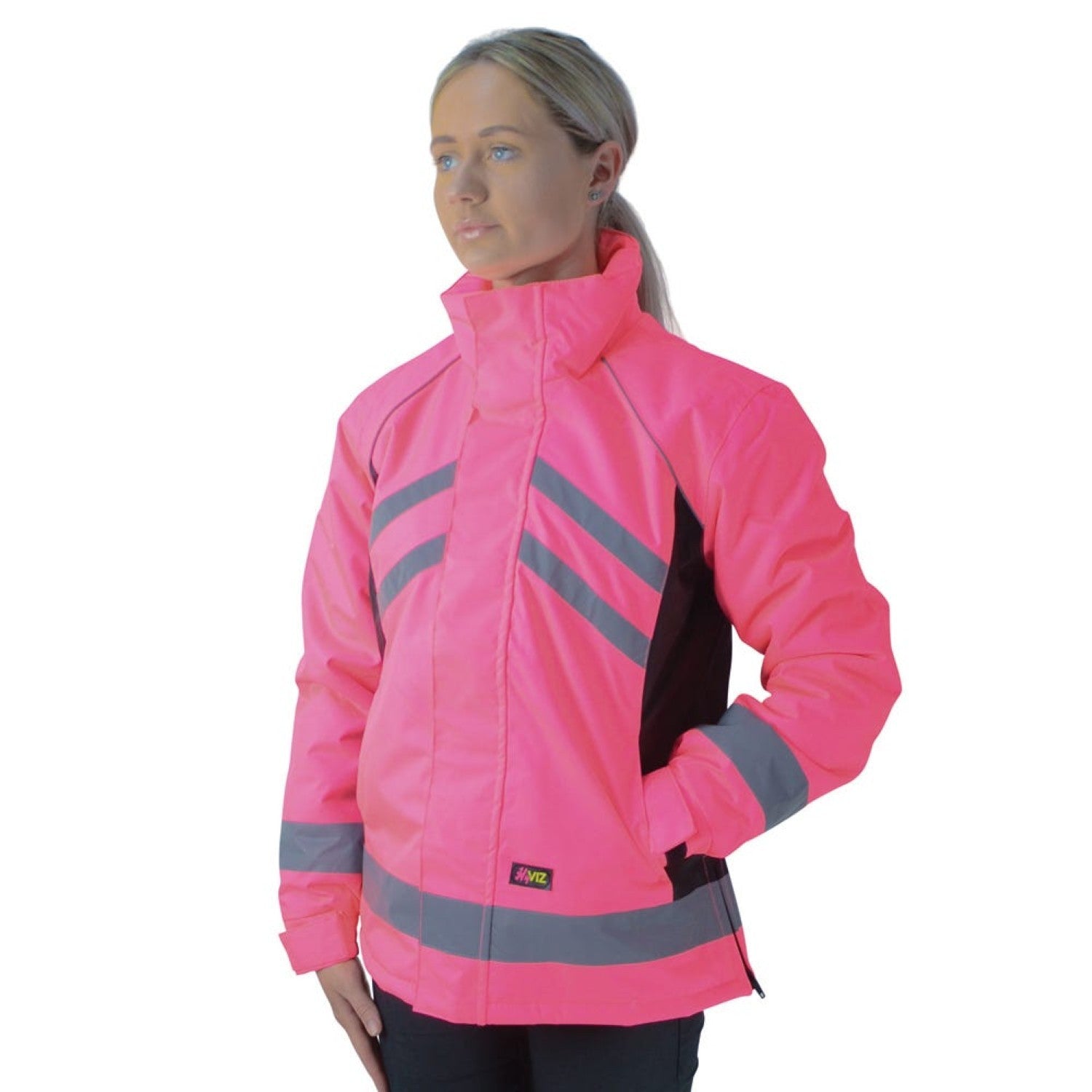 Reflector Waterproof Riding Jacket By Hy Equestrian Pink
