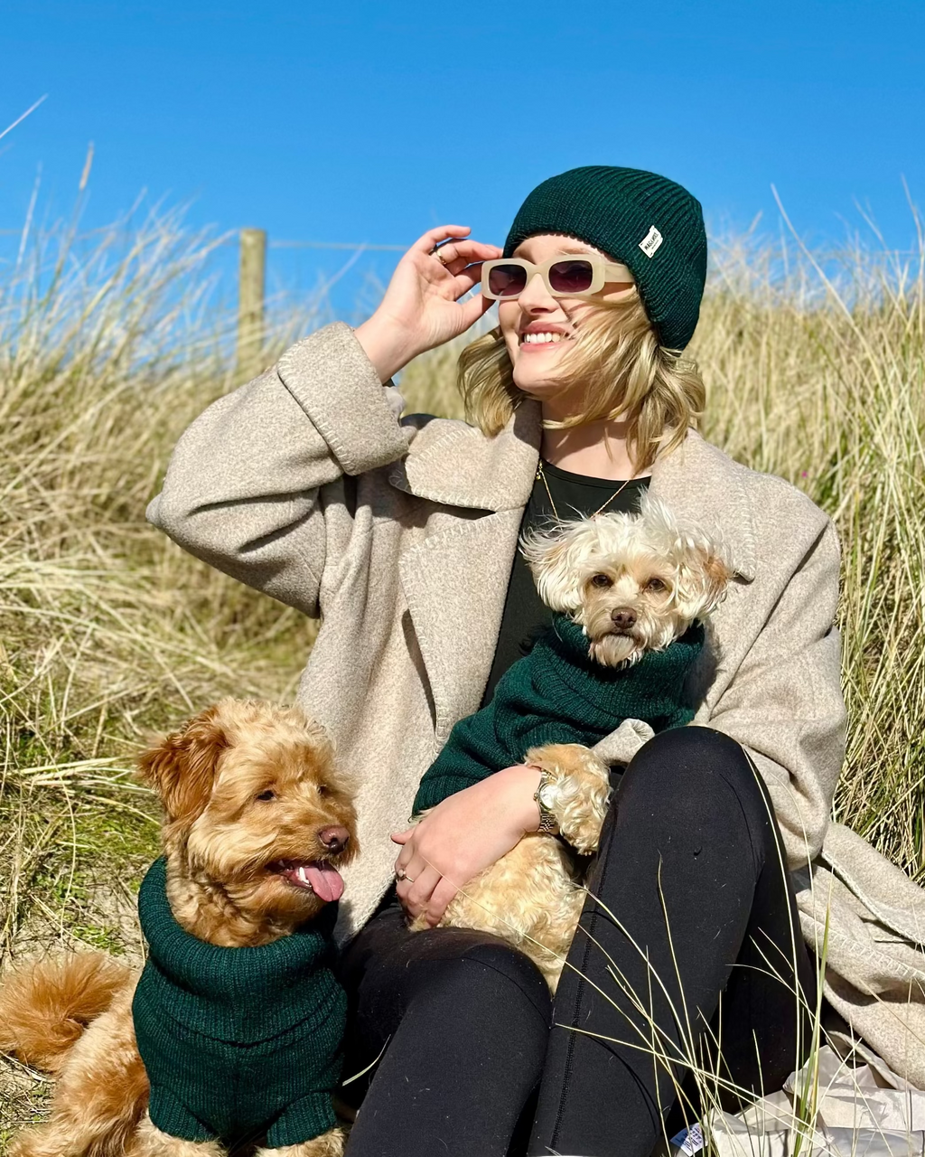Forest Green British Wool Dog Jumper