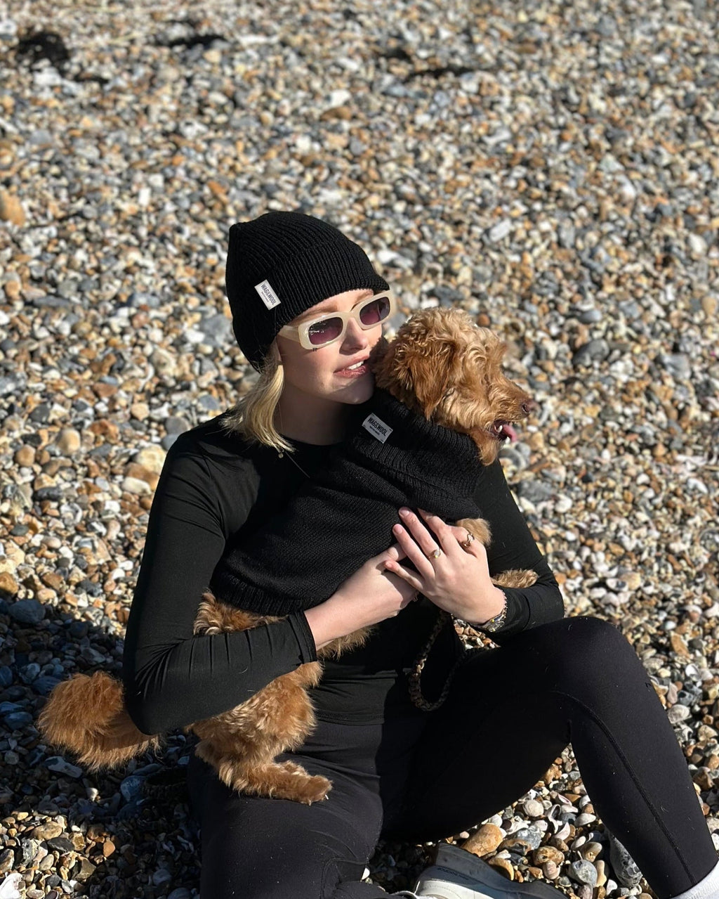 Jet Black British Wool Beanie Hat