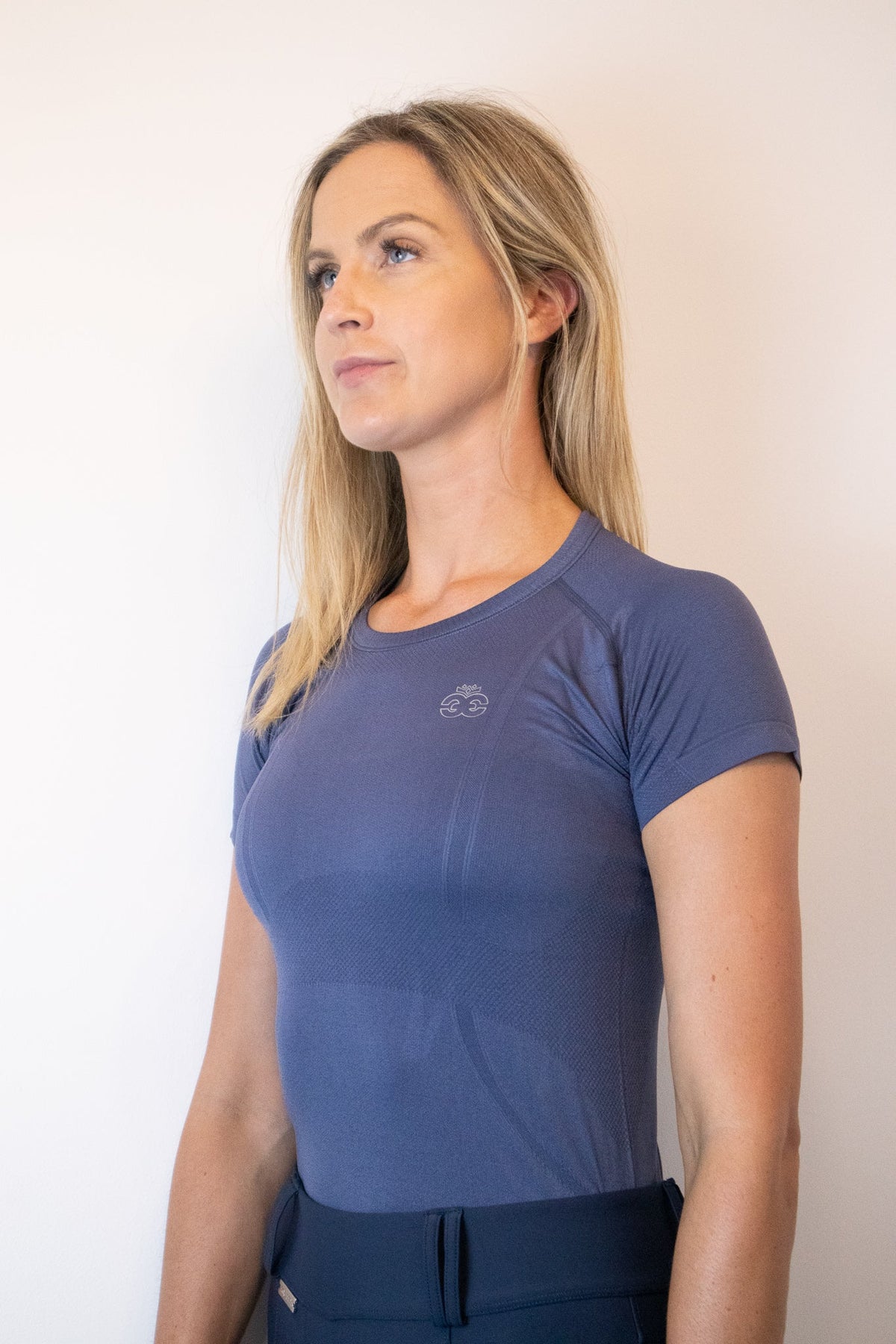 Short Sleeve Seamless Riding Top - Steel Blue
