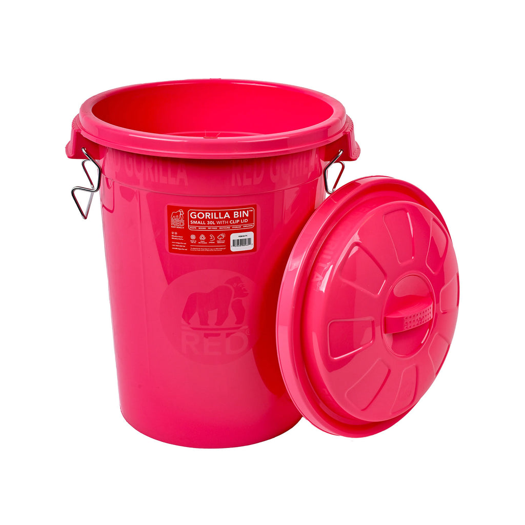 Red Gorilla Bin with Clip Lid 30L – Pink