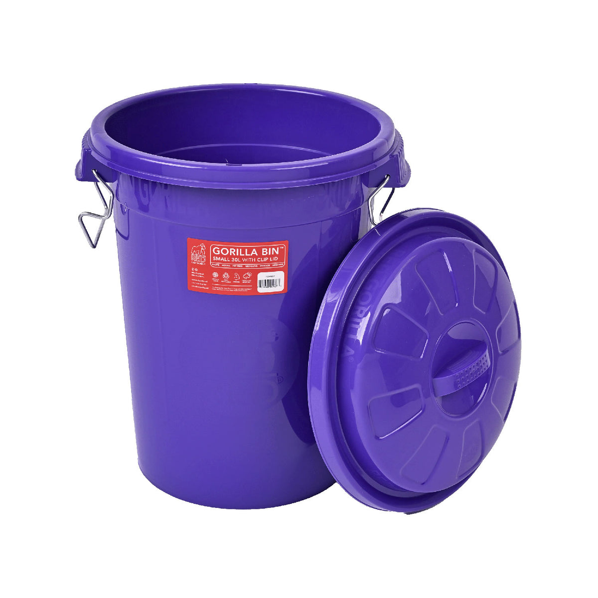 Red Gorilla Bin with Clip Lid 30L – Purple