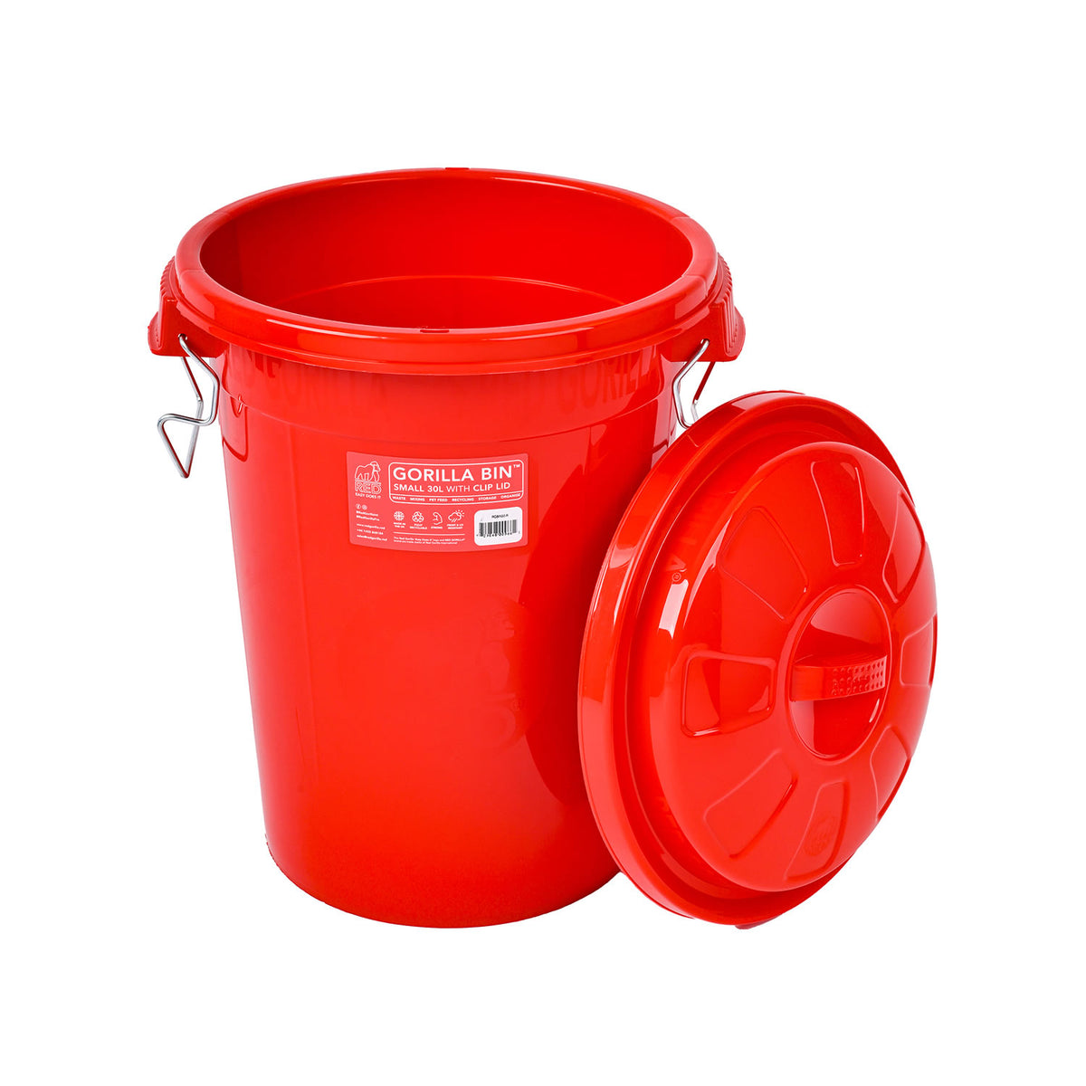 Red Gorilla Bin with Clip Lid 30L – Red