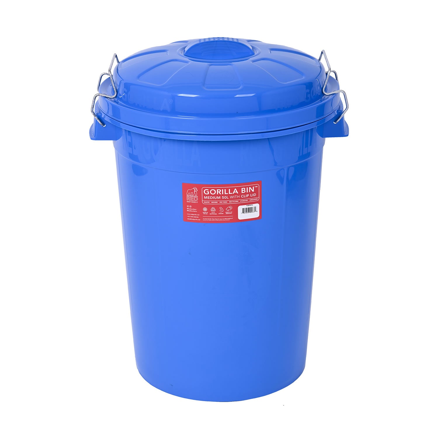 Red Gorilla Bin with Clip Lid 50lt