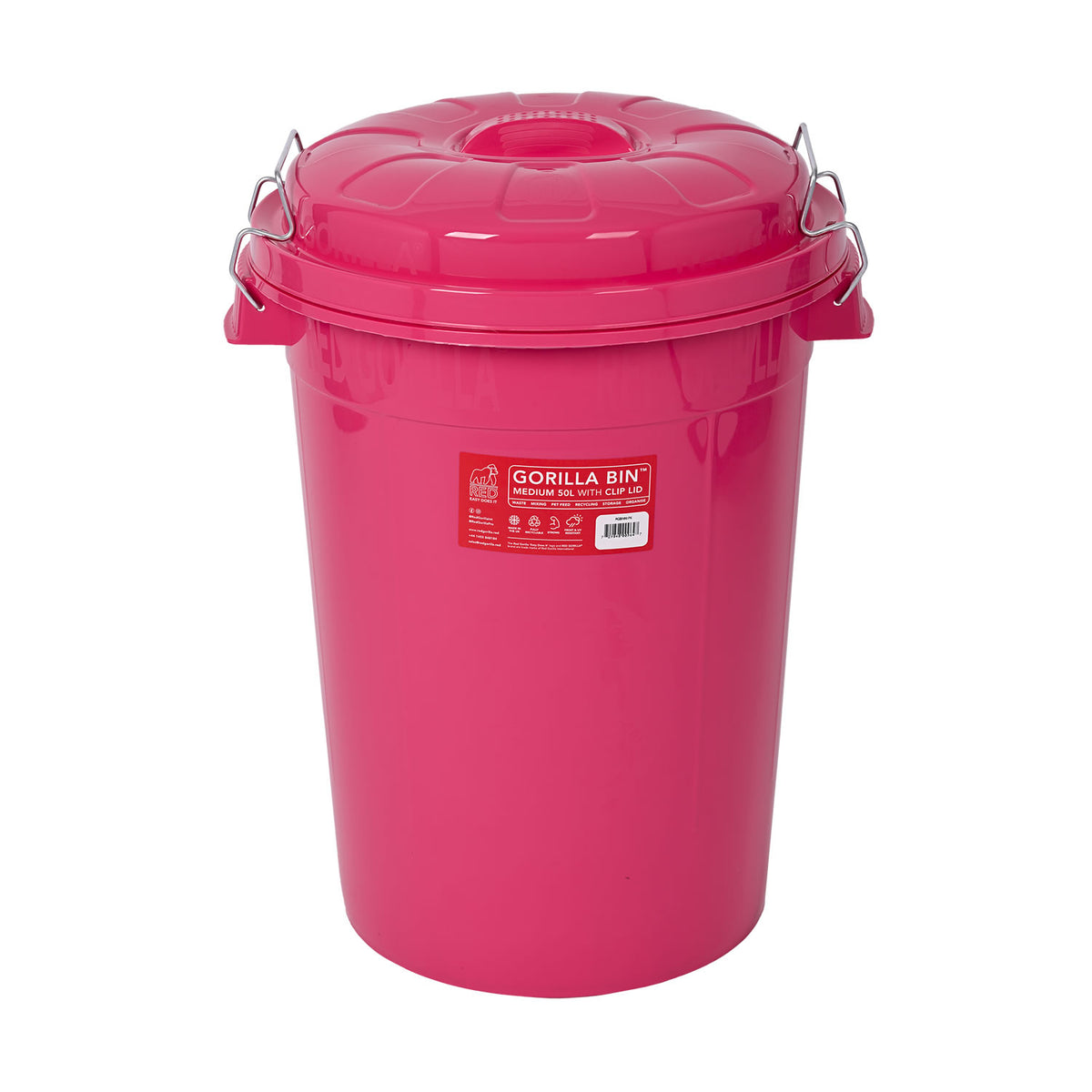 Red Gorilla Bin with Clip Lid 50L – Pink