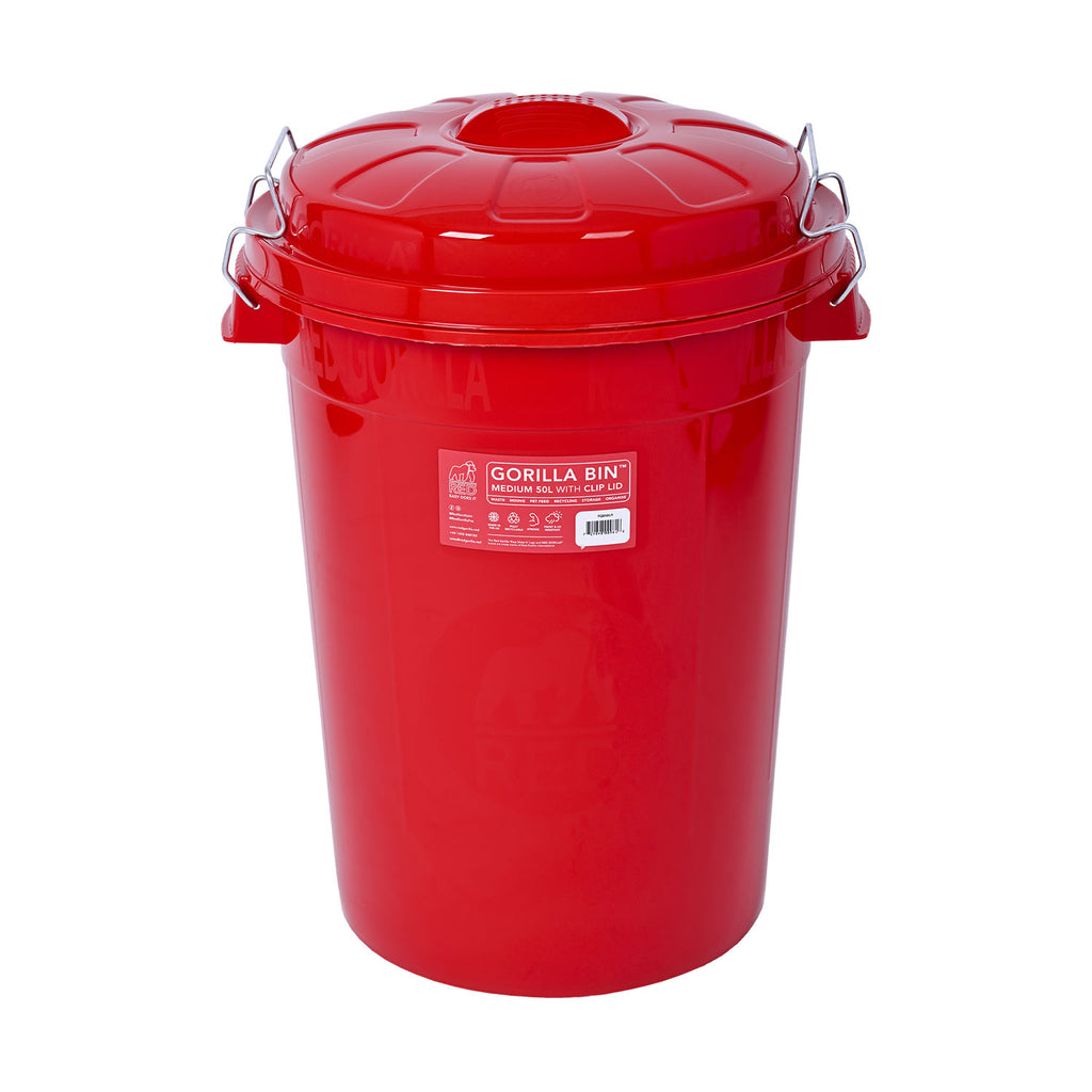 Red Gorilla Bin with Clip Lid 50L – Red