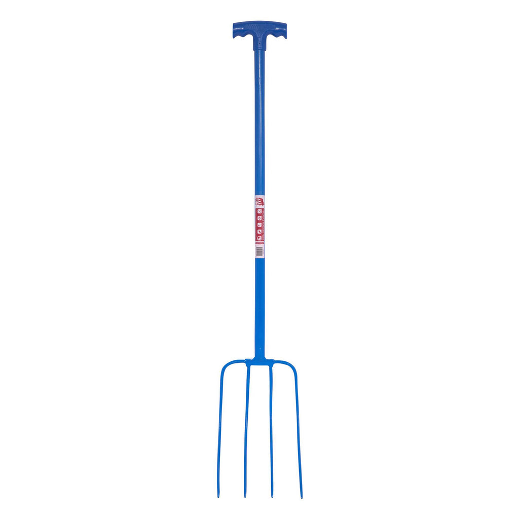 Red Gorilla 4 Prong Manure Fork T-Handle – Blue