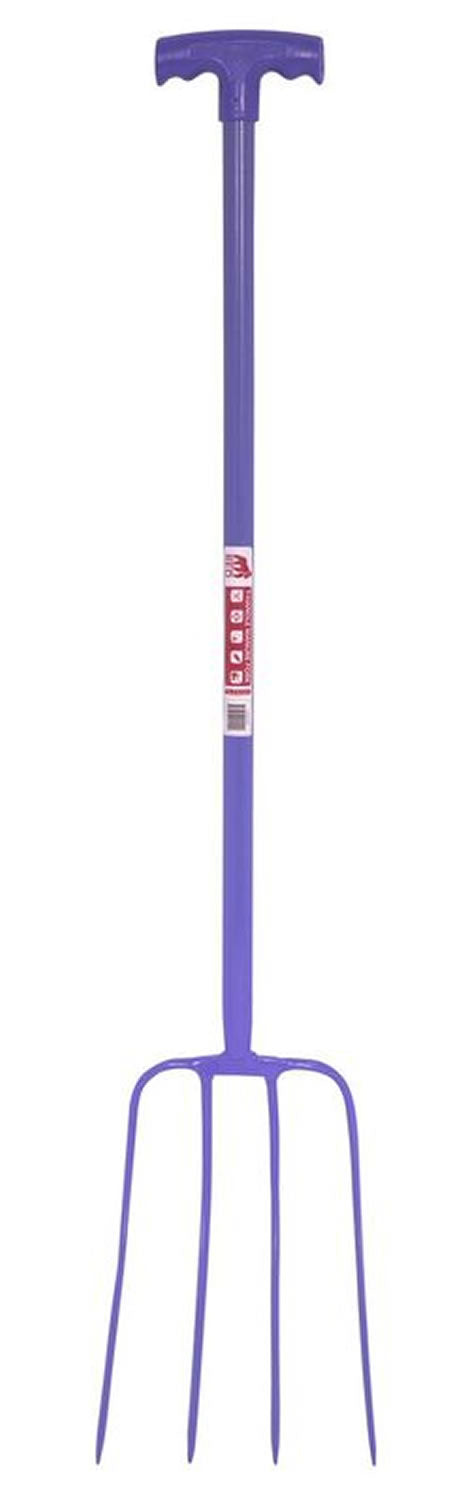 Red Gorilla 4 Prong Manure Fork T-Handle – Purple