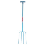 Red Gorilla 4 Prong Manure Fork T-Handle – Sky Blue
