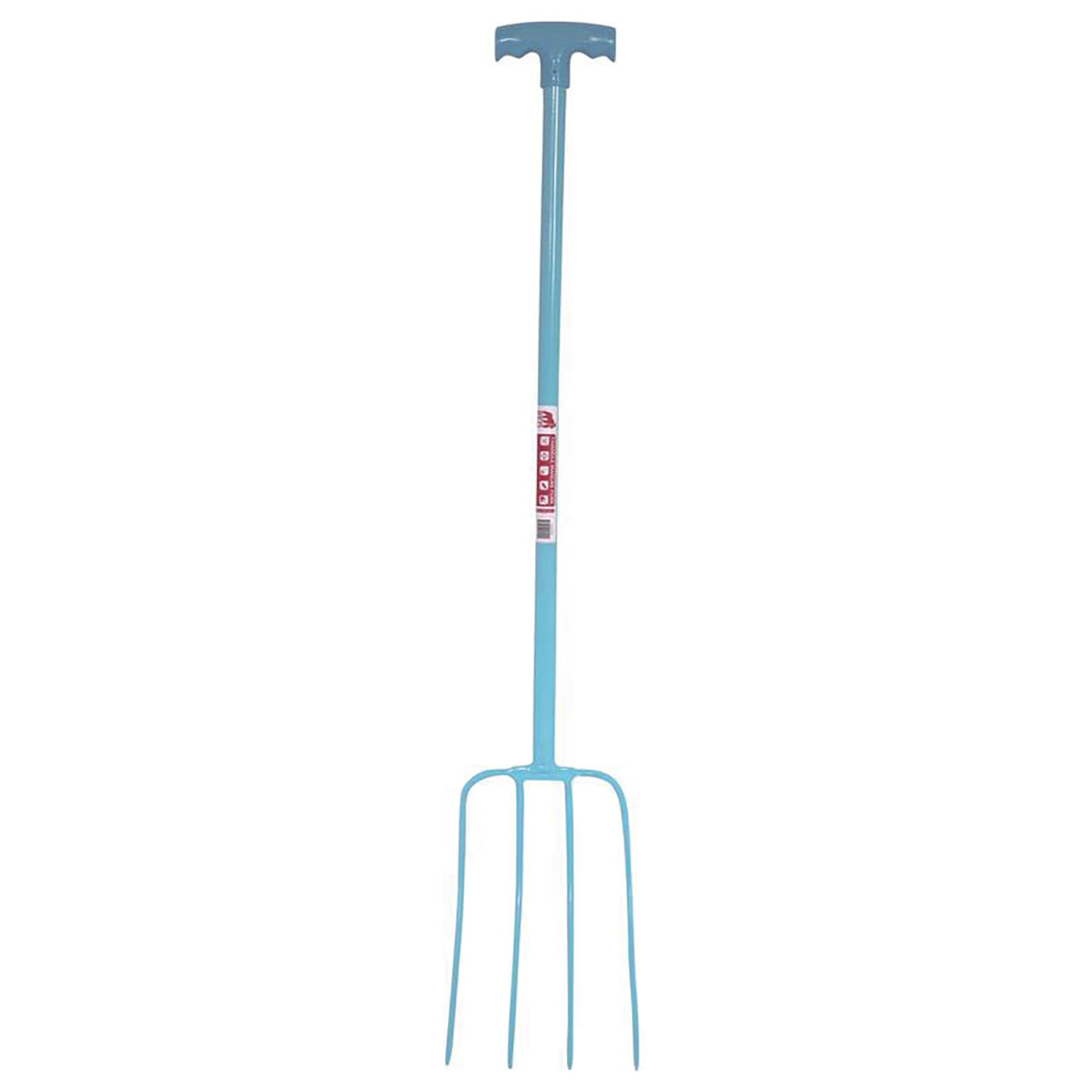 Red Gorilla 4 Prong Manure Fork T-Handle – Sky Blue
