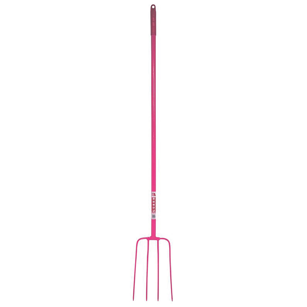 Red Gorilla 4 Prong Manure Fork Straight Handle – Pink