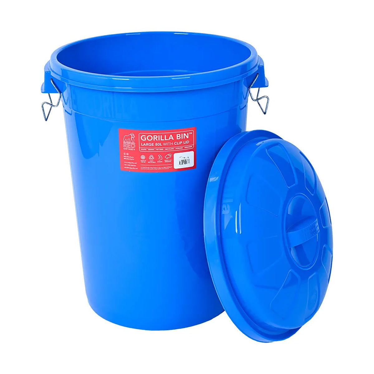 Red Gorilla Bin with Clip Lid 80L – Blue