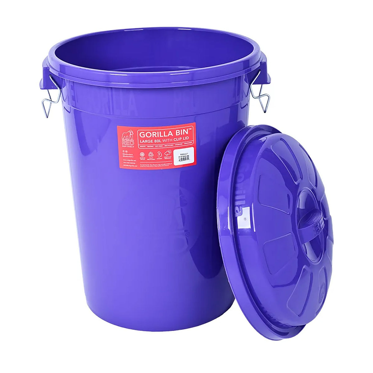 Red Gorilla Bin with Clip Lid 80L – Purple