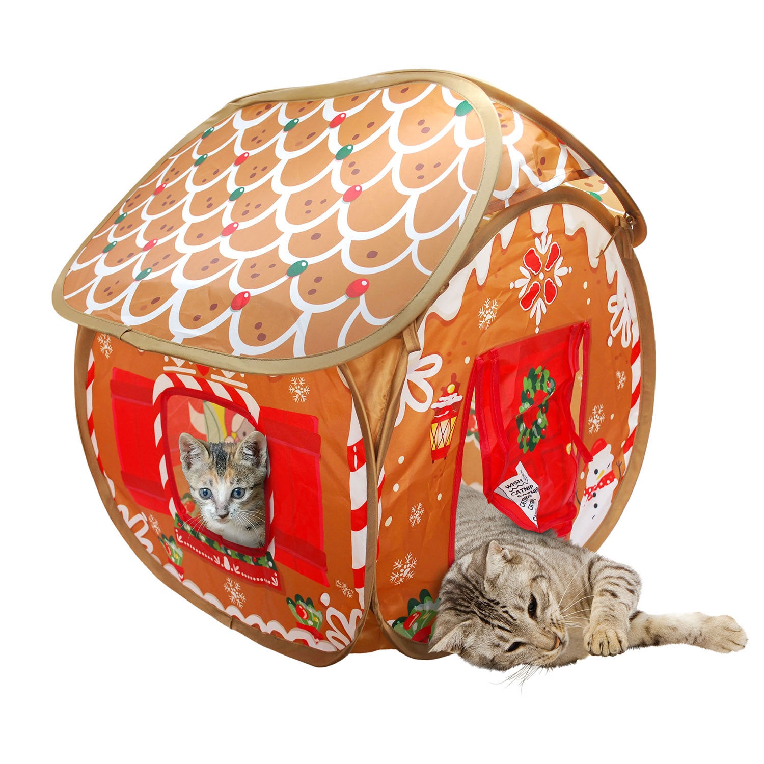 Kong Holiday Cat Play Spaces Bungalow Gingerbread